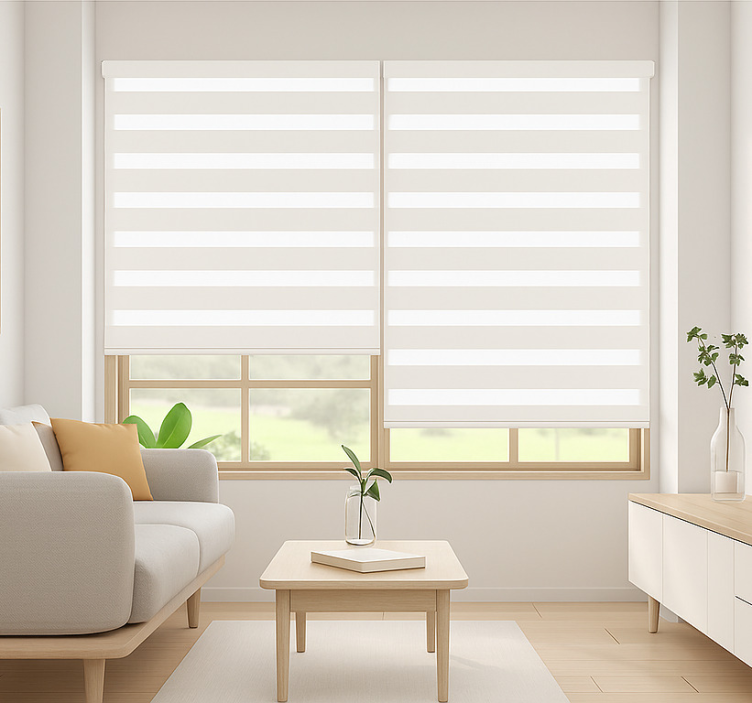 White horizontal stripes living room blind - TenStickers