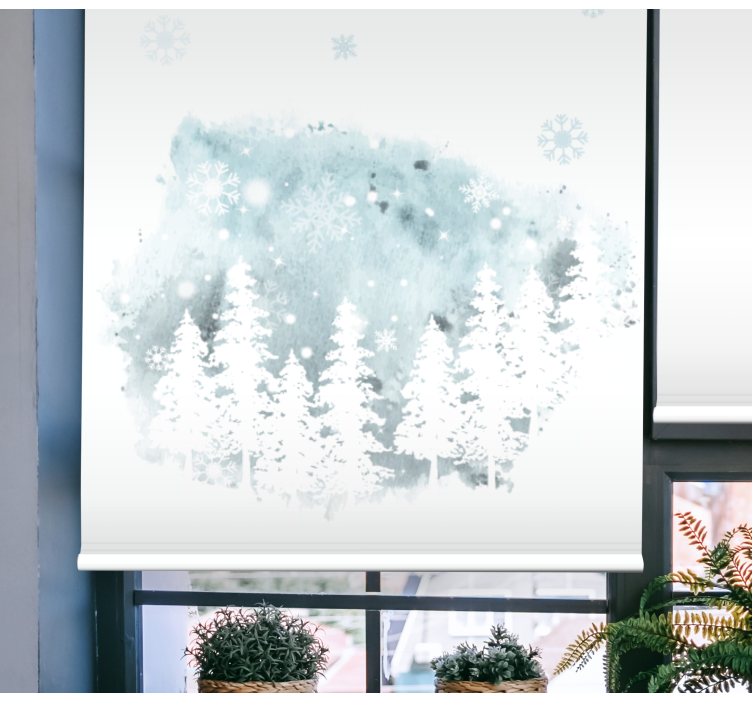 Winter conifer artwork modern kitchen blind - TenStickers