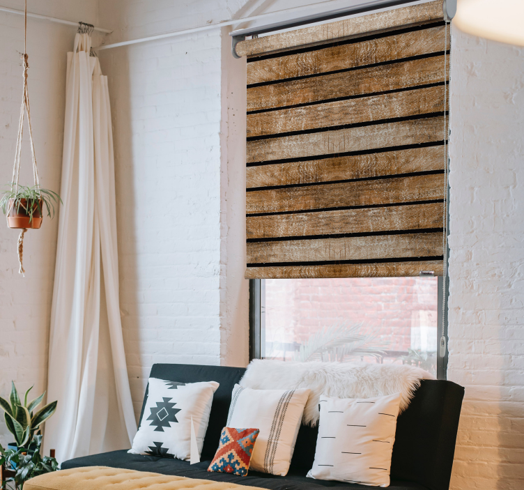 Wooden pallet textures living room roller blind - TenStickers