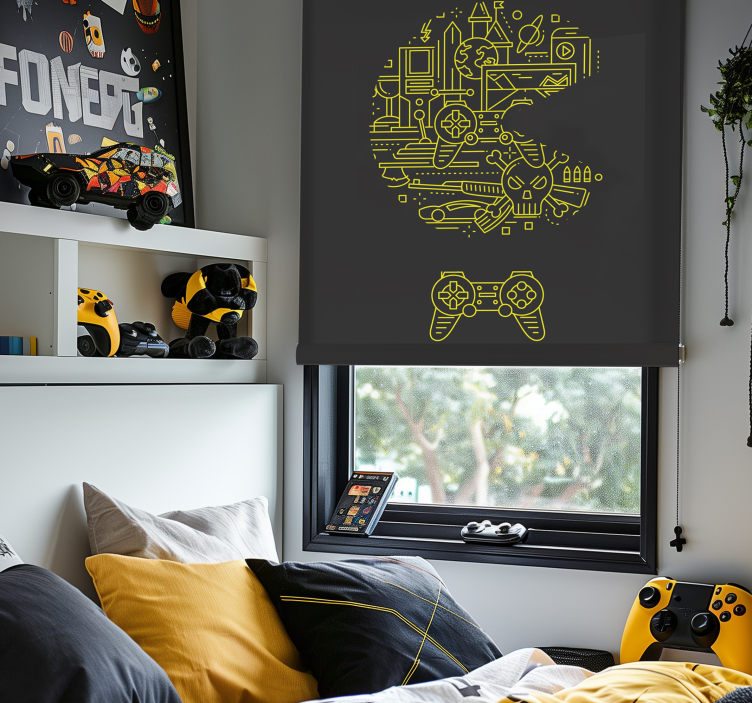 yellow pac game gamer roller blind - TenStickers