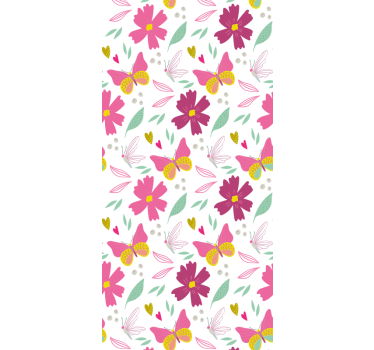 Blind children pink and yellow flower butterfly design - TenStickers