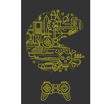 yellow pac game gamer roller blind - TenStickers
