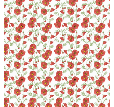 Red Poppy Pattern floral roller blind - TenStickers