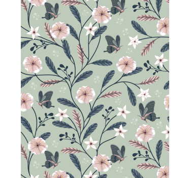 Floral Butterfly Patterns blind flowers and plants - TenStickers