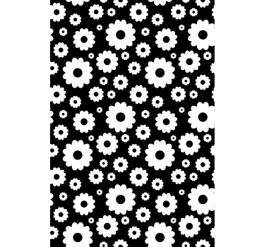 Floral roller blind Black and white blossom pattern - TenStickers