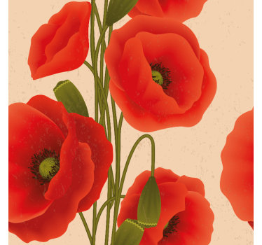 Poppy Flowers And Plant Roller Blind - TenStickers