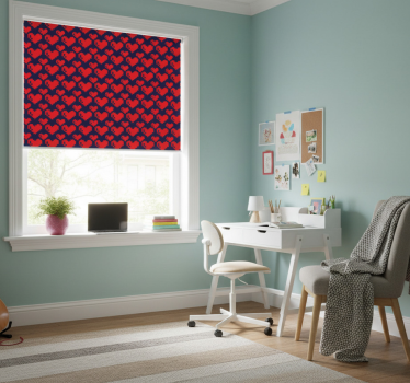 Blind teens geometric red hearts on dark blue - TenStickers