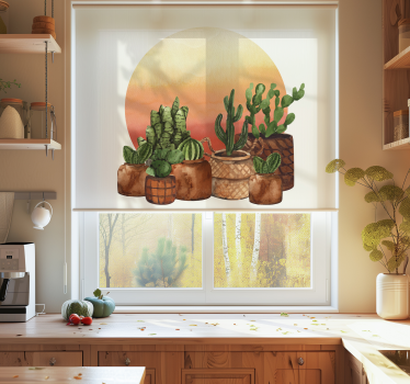 Cactus and sunset design Kitchen window blind - TenStickers
