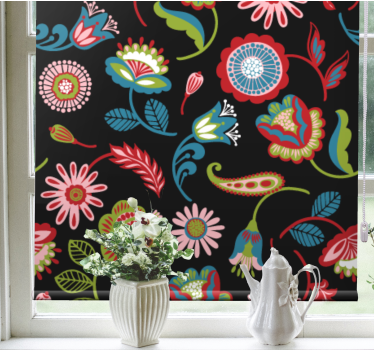 Colorful folk pattern Flower roller blind - TenStickers