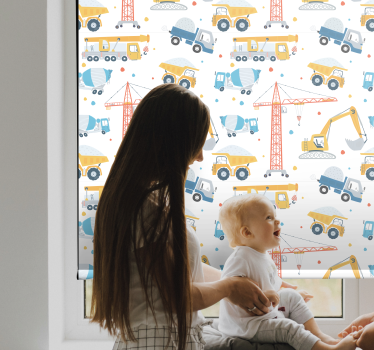 Construction vehicles kids roller blind - TenStickers