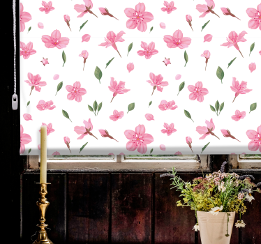 Delicate pink pattern floral roller blind - TenStickers
