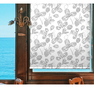 Floral Embroidery grey kitchen blind - TenStickers