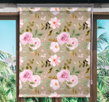 Floral roller blind in pink flower designs - TenStickers