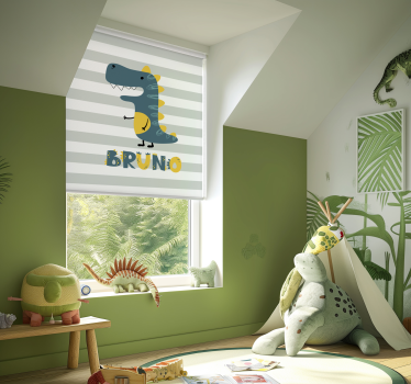Jurassic dinosaur with name kids roller blind - TenStickers