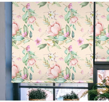 Floral roller blind original floral design Balcony blind - TenStickers