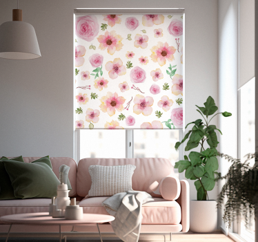 Pink flowers roller blind - TenStickers