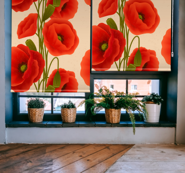 Poppy Flowers And Plant Roller Blind - TenStickers