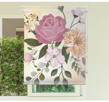 Realistic Flowers and plant living room roller blind - TenStickers