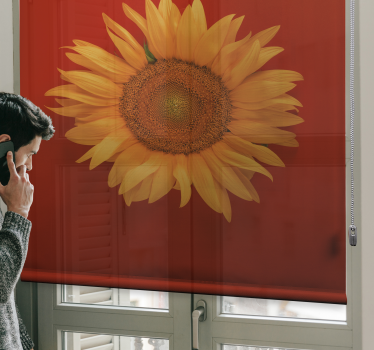 Red orange sunflower flower living room roller blind - TenStickers