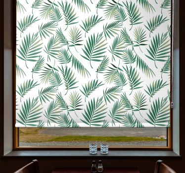 Scandinavian design green leaf Nordic dining room roller blind - TenStickers