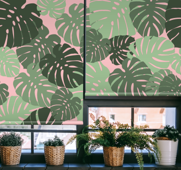 Tropical Monstera flowers and plants pattern roller blind  - TenStickers