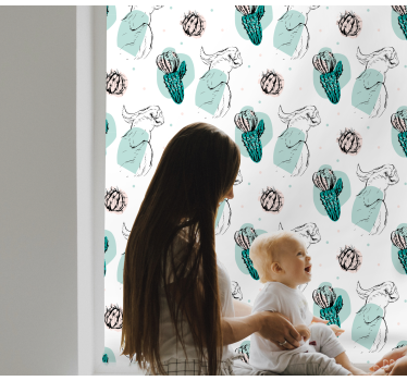 Tropical parrot and cactus pattern window blind - TenStickers