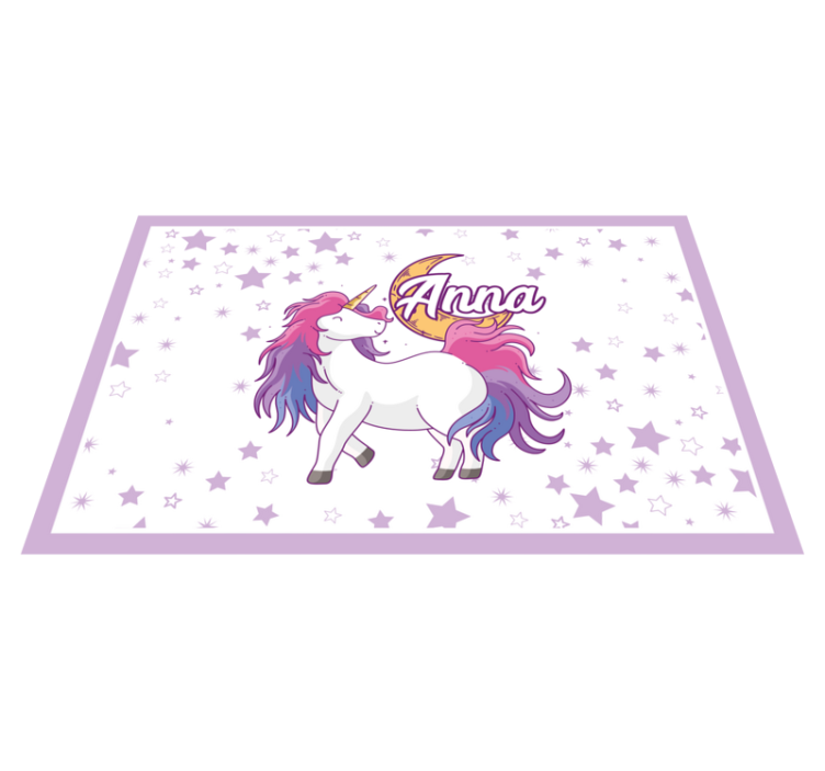 Unicorn and moon personalised kids placemat - TenStickers