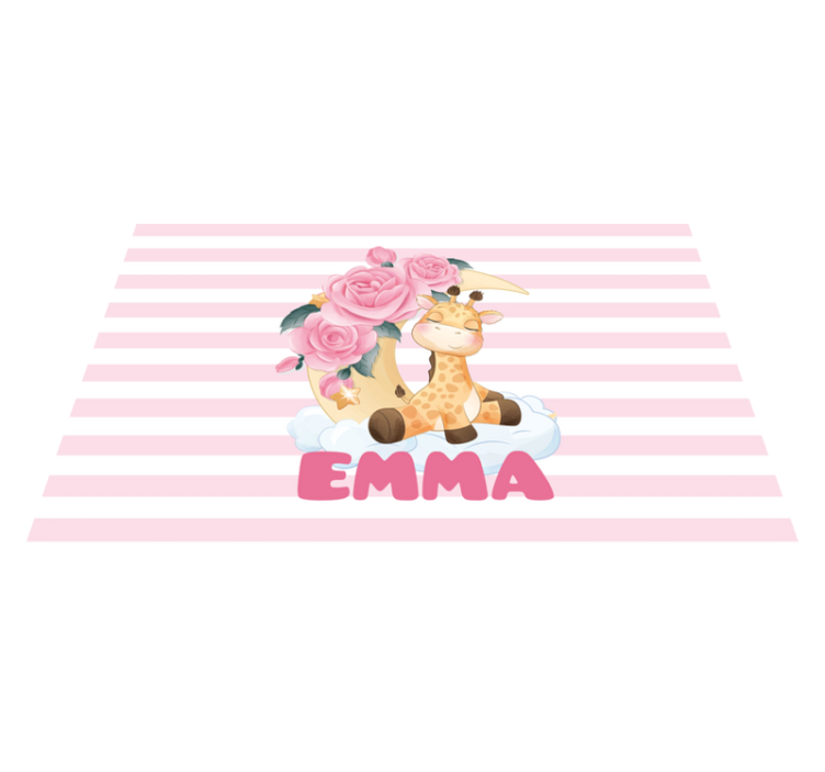 Cute animals giraffe with name placemats - TenStickers