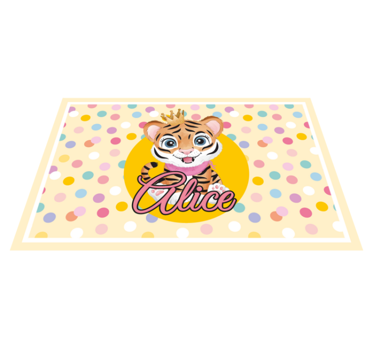 Cute tiger for girl with name placemats - TenStickers