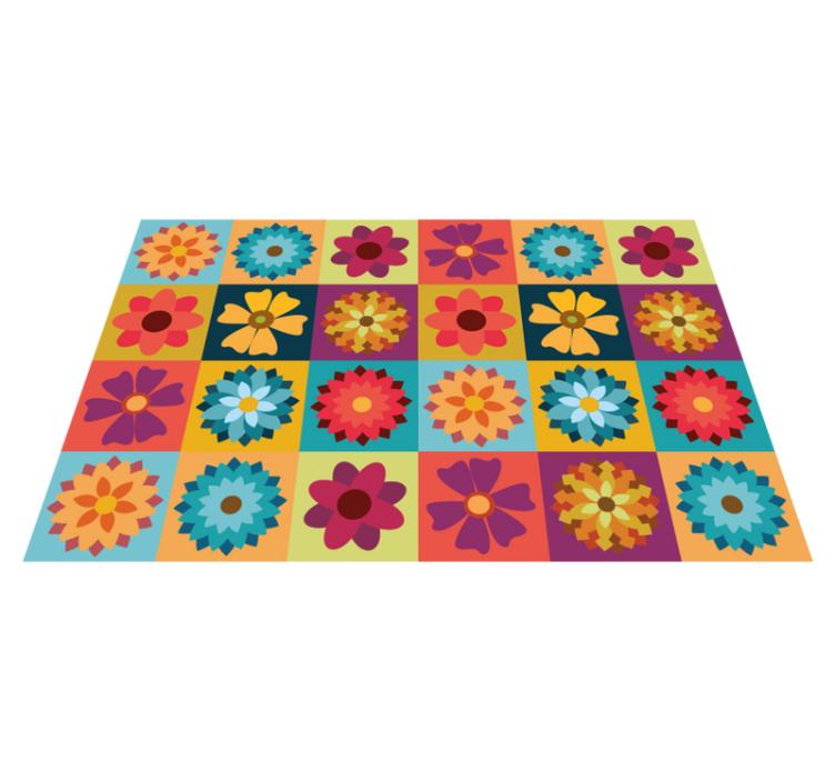 Colourful Flower Tiles Modern Placemat - TenStickers