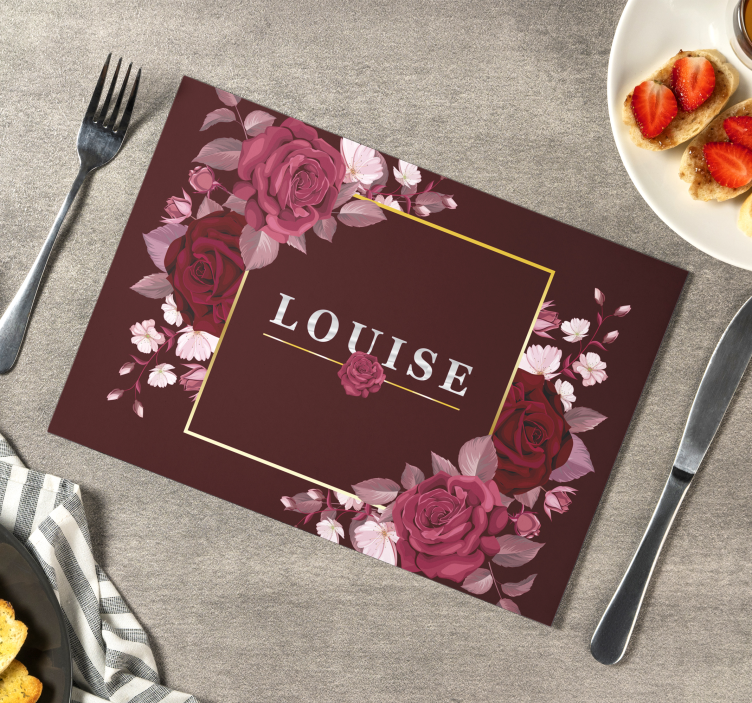 Customisable with roses name placemats - TenStickers