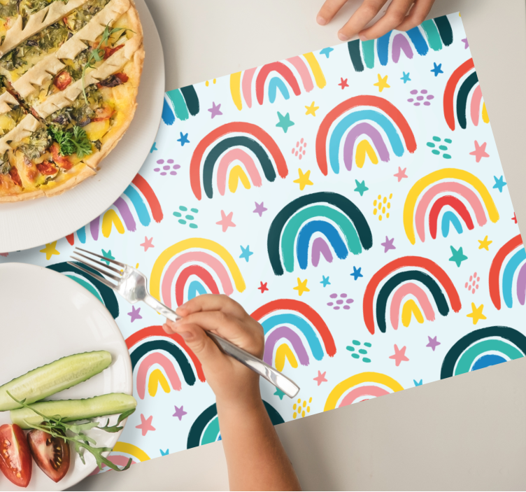Colorful rainbows pattern kids placemat - TenStickers