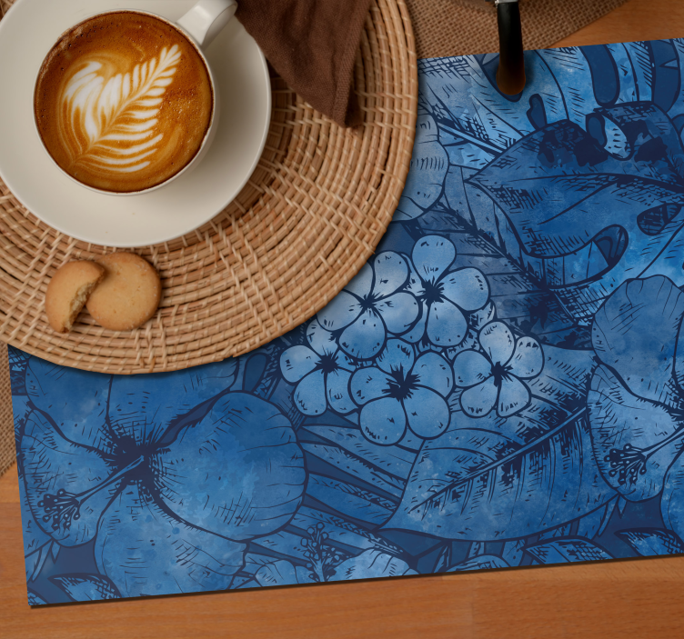 Blue watercolor flowers modern placemats - TenStickers