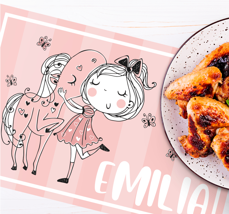 Charming girl horse children placemat - TenStickers