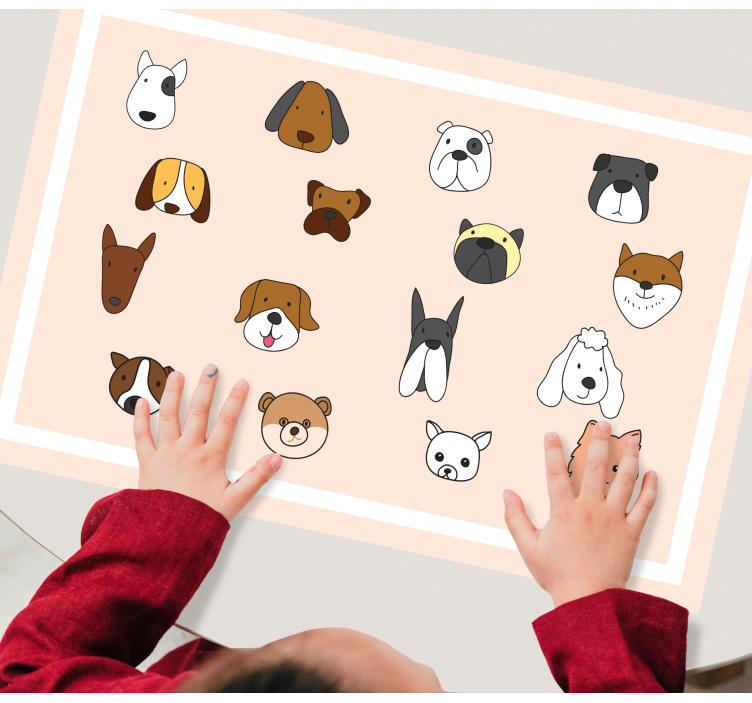 Children placemat animal faces collection - TenStickers