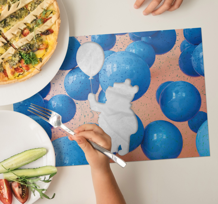 Children placemat bear with balloon - TenStickers