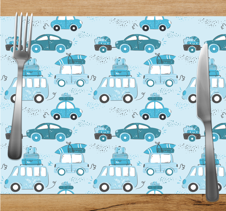 Children placemat cars with luggage - TenStickers