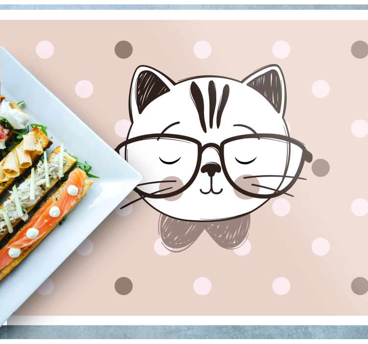 Children placemat cat with glasses - TenStickers