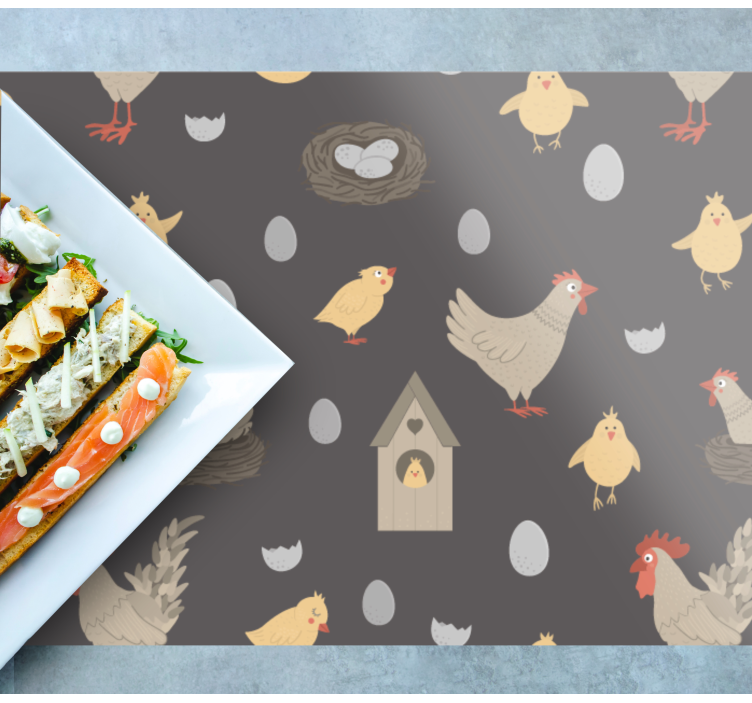Children placemat charming farmyard fowl - TenStickers