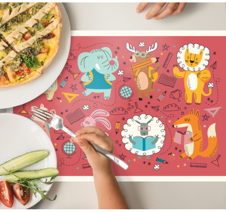Children placemat colorful animal companions - TenStickers