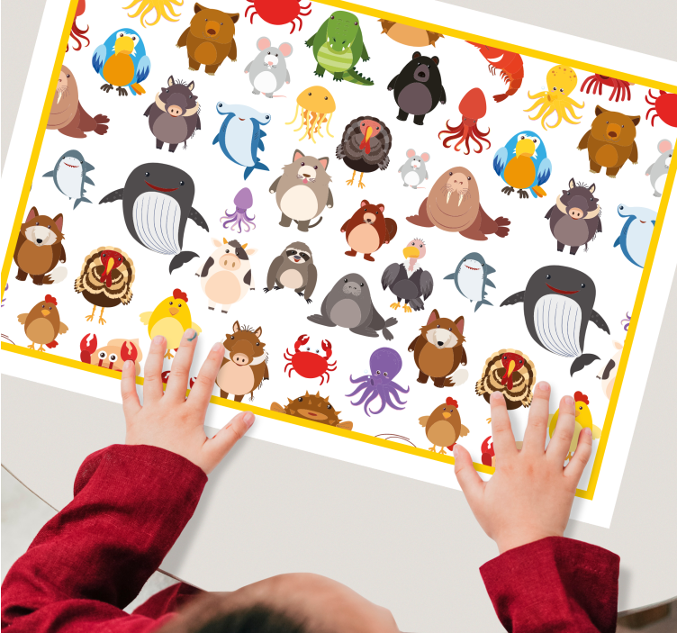 Children placemat colorful animal set - TenStickers