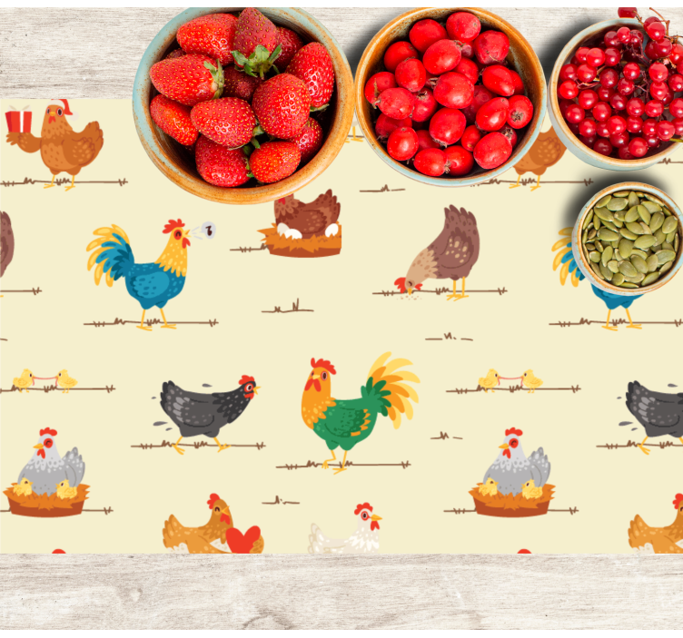 Children placemat colorful chicken designs - TenStickers