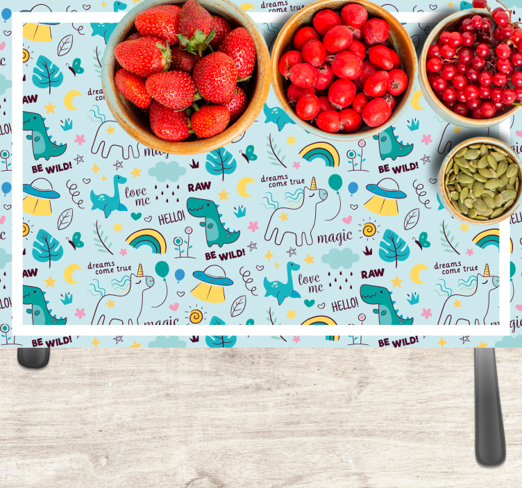 Children placemat colorful dino adventure - TenStickers