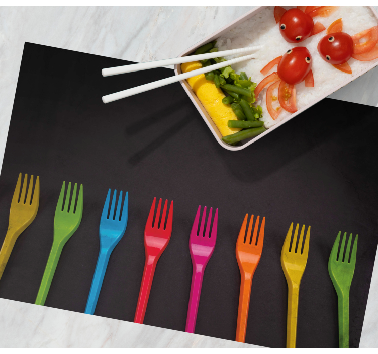 Children placemat colorful fork set - TenStickers