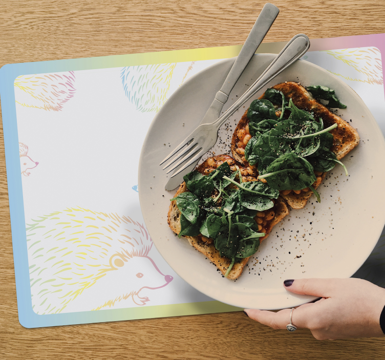 Children placemat colorful hedgehog design - TenStickers