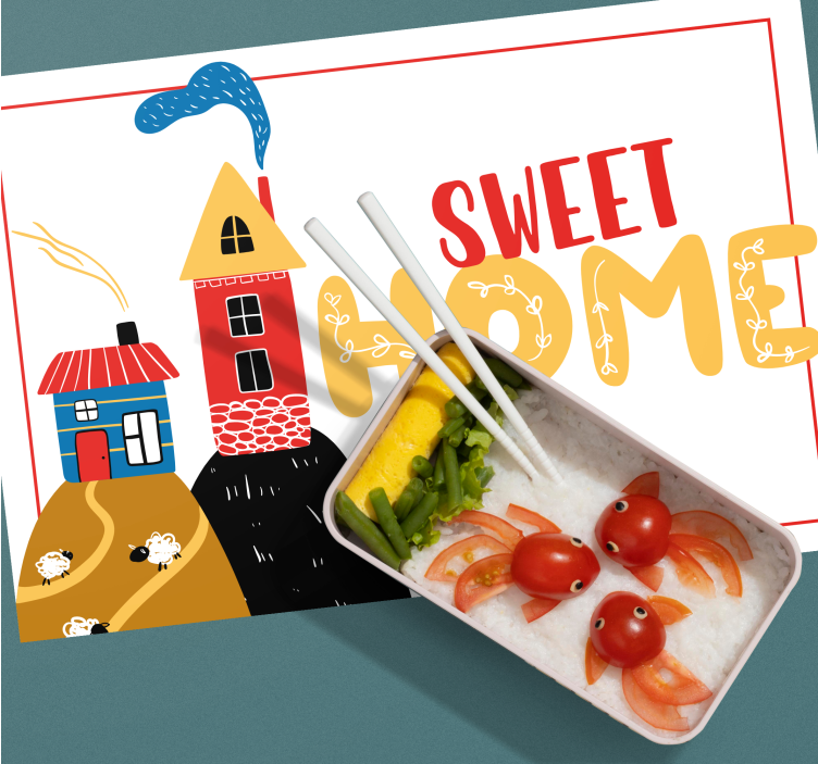 Children placemat colorful house scene - TenStickers