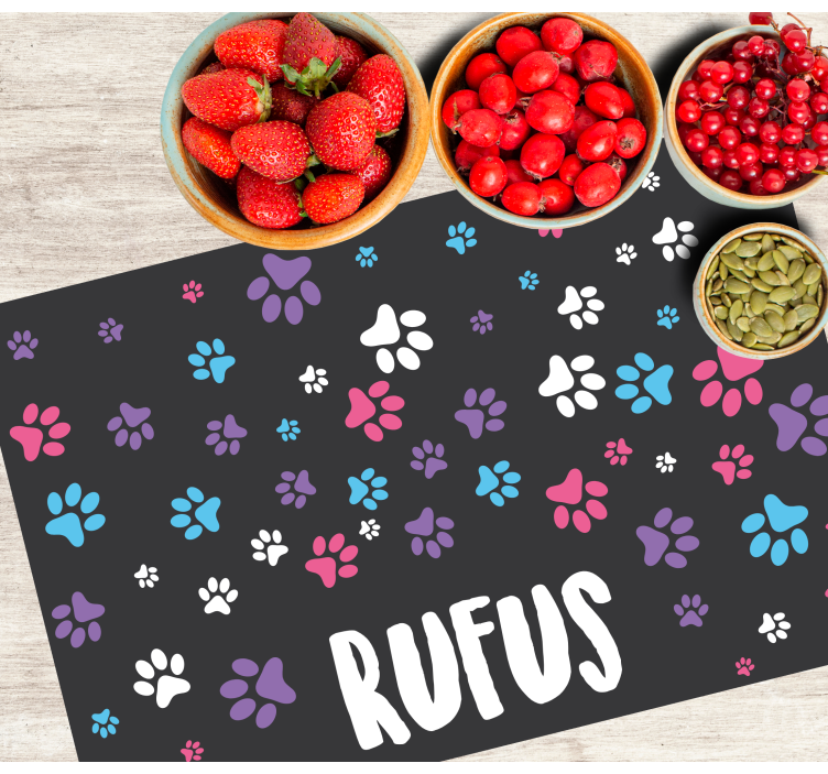Children placemat colorful paw prints - TenStickers