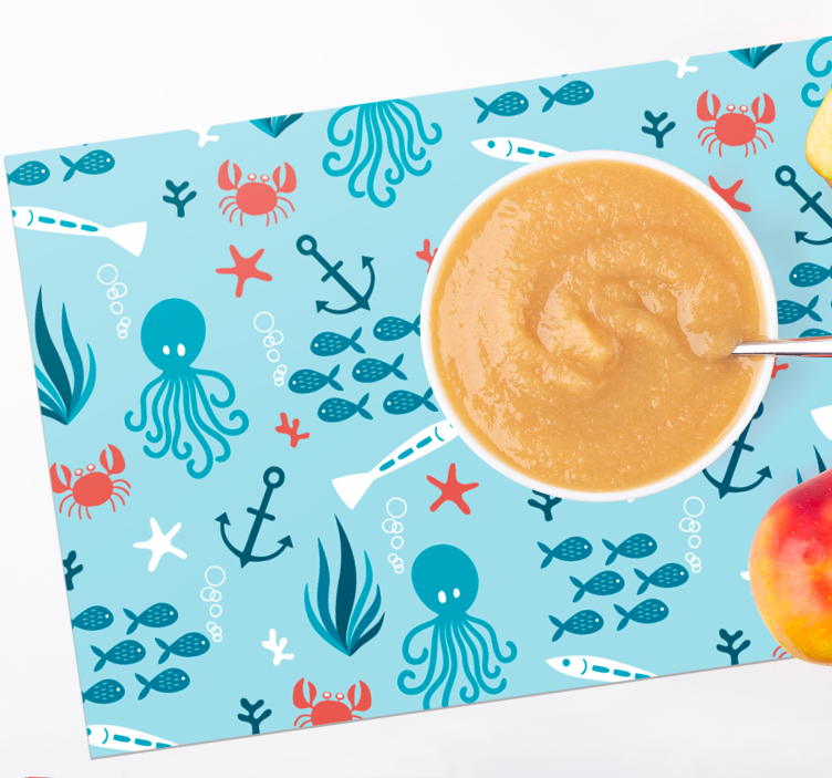 Children placemat colorful sea creatures - TenStickers