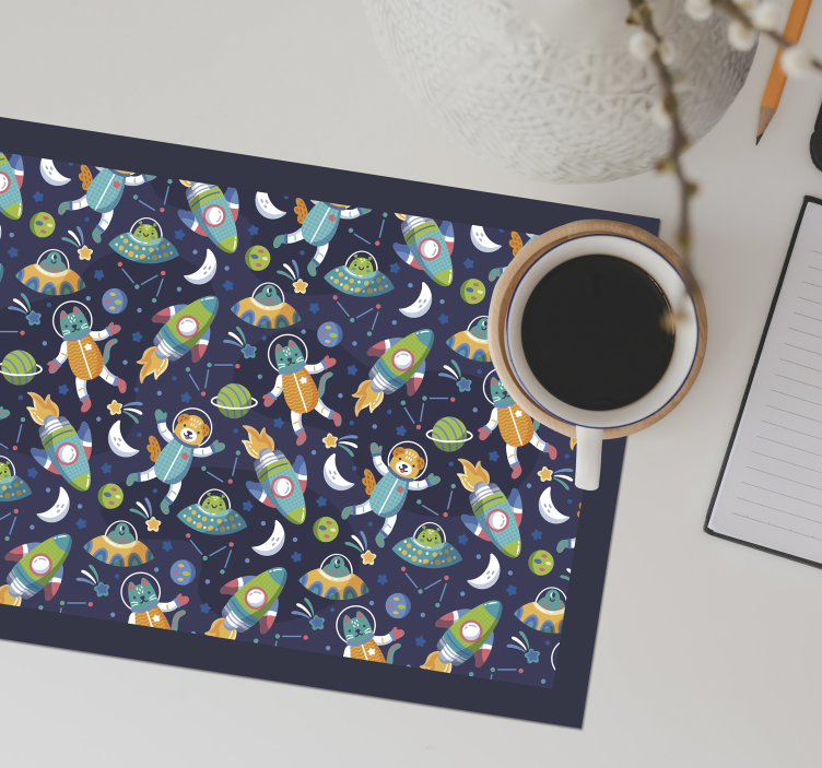Children placemat colorful space adventure - TenStickers
