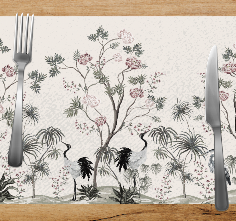 Children placemat cranes among blossoms - TenStickers